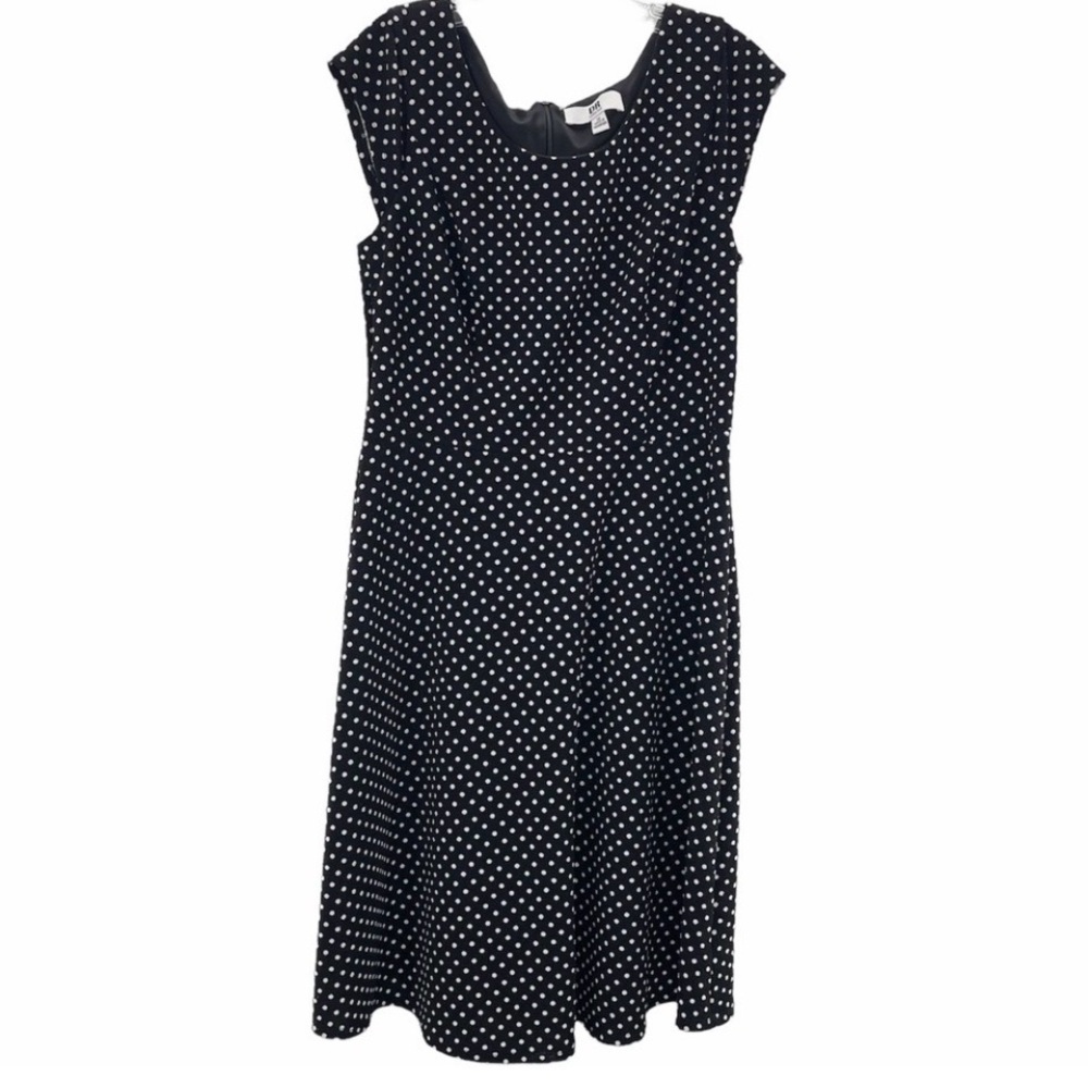 Polka Dot Sleeveless Midi Spring Wedding Guest Dress  Black & White Size 10 - Picture 2 of 9